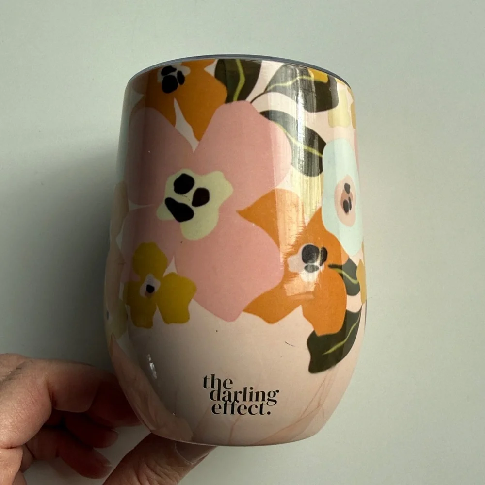 The Darling Effect Insulated Double Walled Lil’ Floral Delight Wine Tumbler Lid